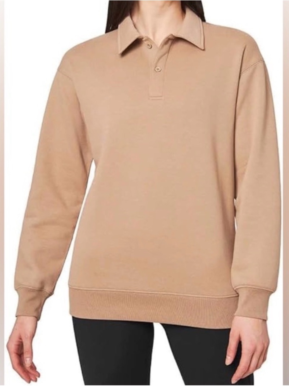 Mondetta Polo Sweatshirt in Light Tan